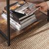imageSONGMICS Rustic Nightstand Industrial Bedside Table with Drawer 2 Shelves Fabric Drawer Dresser End Table with Wooden Top and Front Rustic Brown and Black ULGS20H1 Drawer