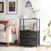 imageSONGMICS Rustic Nightstand Industrial Bedside Table with Drawer 2 Shelves Fabric Drawer Dresser End Table with Wooden Top and Front Rustic Brown and Black ULGS20H2 Drawers