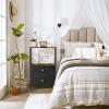 imageSONGMICS Rustic Nightstand Industrial Bedside Table with Drawer 2 Shelves Fabric Drawer Dresser End Table with Wooden Top and Front Rustic Brown and Black ULGS20H2 Drawers