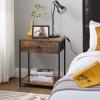 imageSONGMICS Rustic Nightstand Industrial Bedside Table with Drawer 2 Shelves Fabric Drawer Dresser End Table with Wooden Top and Front Rustic Brown and Black ULGS20H1 Drawer