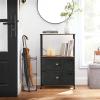 imageSONGMICS Rustic Nightstand Industrial Bedside Table with Drawer 2 Shelves Fabric Drawer Dresser End Table with Wooden Top and Front Rustic Brown and Black ULGS20H2 Drawers