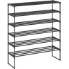 imageSONGMICS Shoe Rack 3Tier Shoe Organizer Metal Storage Shelf Upright or Upside Down for 1620 Pairs Stackable for Entryway 118 x 362 x 217 Inches Black ULSA303B02Black