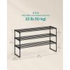 imageSONGMICS Shoe Rack 3Tier Shoe Organizer Metal Storage Shelf Upright or Upside Down for 1620 Pairs Stackable for Entryway 118 x 362 x 217 Inches Black ULSA303B02Black