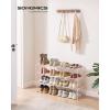 imageSONGMICS Shoe Rack 3Tier Shoe Organizer Metal Storage Shelf Upright or Upside Down for 1620 Pairs Stackable for Entryway 118 x 362 x 217 Inches Black ULSA303B02Jelly Pink