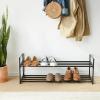 imageSONGMICS Shoe Rack 3Tier Shoe Organizer Metal Storage Shelf Upright or Upside Down for 1620 Pairs Stackable for Entryway 118 x 362 x 217 Inches Black ULSA303B02Black