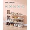 imageSONGMICS Shoe Rack 3Tier Shoe Organizer Metal Storage Shelf Upright or Upside Down for 1620 Pairs Stackable for Entryway 118 x 362 x 217 Inches Black ULSA303B02Pearl White