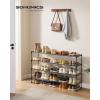 imageSONGMICS Shoe Rack 3Tier Shoe Organizer Metal Storage Shelf Upright or Upside Down for 1620 Pairs Stackable for Entryway 118 x 362 x 217 Inches Black ULSA303B02Black