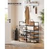 imageSONGMICS Shoe Rack 3Tier Shoe Organizer Metal Storage Shelf Upright or Upside Down for 1620 Pairs Stackable for Entryway 118 x 362 x 217 Inches Black ULSA303B02Black