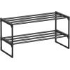 imageSONGMICS Shoe Rack 3Tier Shoe Organizer Metal Storage Shelf Upright or Upside Down for 1620 Pairs Stackable for Entryway 118 x 362 x 217 Inches Black ULSA303B02Black