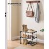 imageSONGMICS Shoe Rack 3Tier Shoe Organizer Metal Storage Shelf Upright or Upside Down for 1620 Pairs Stackable for Entryway 118 x 362 x 217 Inches Black ULSA303B02Black