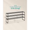 imageSONGMICS Shoe Rack 3Tier Shoe Organizer Metal Storage Shelf Upright or Upside Down for 1620 Pairs Stackable for Entryway 118 x 362 x 217 Inches Black ULSA303B02Black