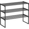 imageSONGMICS Shoe Rack 3Tier Shoe Organizer Metal Storage Shelf Upright or Upside Down for 1620 Pairs Stackable for Entryway 118 x 362 x 217 Inches Black ULSA303B02Black