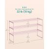 imageSONGMICS Shoe Rack 3Tier Shoe Organizer Metal Storage Shelf Upright or Upside Down for 1620 Pairs Stackable for Entryway 118 x 362 x 217 Inches Black ULSA303B02Jelly Pink