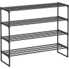 imageSONGMICS Shoe Rack 3Tier Shoe Organizer Metal Storage Shelf Upright or Upside Down for 1620 Pairs Stackable for Entryway 118 x 362 x 217 Inches Black ULSA303B02Black