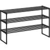 imageSONGMICS Shoe Rack 3Tier Shoe Organizer Metal Storage Shelf Upright or Upside Down for 1620 Pairs Stackable for Entryway 118 x 362 x 217 Inches Black ULSA303B02Black