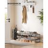 imageSONGMICS Shoe Rack 3Tier Shoe Organizer Metal Storage Shelf Upright or Upside Down for 1620 Pairs Stackable for Entryway 118 x 362 x 217 Inches Black ULSA303B02Black