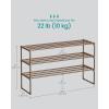 imageSONGMICS Shoe Rack 3Tier Shoe Organizer Metal Storage Shelf Upright or Upside Down for 1620 Pairs Stackable for Entryway 118 x 362 x 217 Inches Black ULSA303B02Walnut Brown