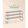 imageSONGMICS Shoe Rack 3Tier Shoe Organizer Metal Storage Shelf Upright or Upside Down for 1620 Pairs Stackable for Entryway 118 x 362 x 217 Inches Black ULSA303B02Grey