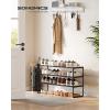 imageSONGMICS Shoe Rack 3Tier Shoe Organizer Metal Storage Shelf Upright or Upside Down for 1620 Pairs Stackable for Entryway 118 x 362 x 217 Inches Black ULSA303B02Black