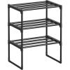 imageSONGMICS Shoe Rack 3Tier Shoe Organizer Metal Storage Shelf Upright or Upside Down for 1620 Pairs Stackable for Entryway 118 x 362 x 217 Inches Black ULSA303B02Black