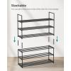 imageSONGMICS Shoe Rack 3Tier Shoe Organizer Metal Storage Shelf Upright or Upside Down for 1620 Pairs Stackable for Entryway 118 x 362 x 217 Inches Black ULSA303B02Black