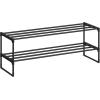 imageSONGMICS Shoe Rack 3Tier Shoe Organizer Metal Storage Shelf Upright or Upside Down for 1620 Pairs Stackable for Entryway 118 x 362 x 217 Inches Black ULSA303B02Black