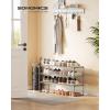 imageSONGMICS Shoe Rack 3Tier Shoe Organizer Metal Storage Shelf Upright or Upside Down for 1620 Pairs Stackable for Entryway 118 x 362 x 217 Inches Black ULSA303B02Grey