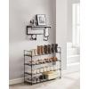 imageSONGMICS Shoe Rack 3Tier Shoe Organizer Metal Storage Shelf Upright or Upside Down for 1620 Pairs Stackable for Entryway 118 x 362 x 217 Inches Black ULSA303B02Black