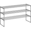 imageSONGMICS Shoe Rack 3Tier Shoe Organizer Metal Storage Shelf Upright or Upside Down for 1620 Pairs Stackable for Entryway 118 x 362 x 217 Inches Black ULSA303B02Grey