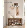 imageSONGMICS Shoe Rack Bench 3Tier Bamboo Shoe Storage Organizer Entryway Bench Holds Up to 286 lb 113 x 276 x 178 Inches for Entryway Bathroom Bedroom Brown ULBS04ZYellow Brown