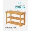 imageSONGMICS Shoe Rack Bench 3Tier Bamboo Shoe Storage Organizer Entryway Bench Holds Up to 286 lb 113 x 276 x 178 Inches for Entryway Bathroom Bedroom Brown ULBS04ZNatural