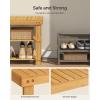 imageSONGMICS Shoe Rack Bench 3Tier Bamboo Shoe Storage Organizer Entryway Bench Holds Up to 286 lb 113 x 276 x 178 Inches for Entryway Bathroom Bedroom Brown ULBS04ZNatural