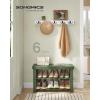 imageSONGMICS Shoe Rack Bench 3Tier Bamboo Shoe Storage Organizer Entryway Bench Holds Up to 286 lb 113 x 276 x 178 Inches for Entryway Bathroom Bedroom Brown ULBS04ZForest Green