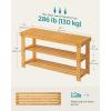 imageSONGMICS Shoe Rack Bench 3Tier Bamboo Shoe Storage Organizer Entryway Bench Holds Up to 286 lb 113 x 276 x 178 Inches for Entryway Bathroom Bedroom Brown ULBS04ZNatural