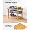 imageSONGMICS Shoe Rack Bench 3Tier Bamboo Shoe Storage Organizer Entryway Bench Holds Up to 286 lb 113 x 276 x 178 Inches for Entryway Bathroom Bedroom Brown ULBS04ZNatural