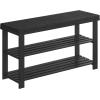imageSONGMICS Shoe Rack Bench 3Tier Bamboo Shoe Storage Organizer Entryway Bench Holds Up to 286 lb 113 x 276 x 178 Inches for Entryway Bathroom Bedroom Brown ULBS04ZBlack