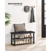imageSONGMICS Shoe Rack Bench 3Tier Bamboo Shoe Storage Organizer Entryway Bench Holds Up to 286 lb 113 x 276 x 178 Inches for Entryway Bathroom Bedroom Brown ULBS04ZBlack