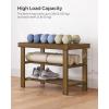 imageSONGMICS Shoe Rack Bench 3Tier Bamboo Shoe Storage Organizer Entryway Bench Holds Up to 286 lb 113 x 276 x 178 Inches for Entryway Bathroom Bedroom Brown ULBS04ZYellow Brown