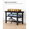 imageSONGMICS Shoe Rack Bench 3Tier Bamboo Shoe Storage Organizer Entryway Bench Holds Up to 286 lb 113 x 276 x 178 Inches for Entryway Bathroom Bedroom Brown ULBS04ZBlack