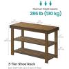 imageSONGMICS Shoe Rack Bench 3Tier Bamboo Shoe Storage Organizer Entryway Bench Holds Up to 286 lb 113 x 276 x 178 Inches for Entryway Bathroom Bedroom Brown ULBS04ZYellow Brown