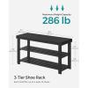 imageSONGMICS Shoe Rack Bench 3Tier Bamboo Shoe Storage Organizer Entryway Bench Holds Up to 286 lb 113 x 276 x 178 Inches for Entryway Bathroom Bedroom Brown ULBS04ZBlack