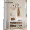 imageSONGMICS Shoe Rack Bench 3Tier Bamboo Shoe Storage Organizer Entryway Bench Holds Up to 286 lb 113 x 276 x 178 Inches for Entryway Bathroom Bedroom Brown ULBS04ZCloud White