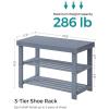 imageSONGMICS Shoe Rack Bench 3Tier Bamboo Shoe Storage Organizer Entryway Bench Holds Up to 286 lb 113 x 276 x 178 Inches for Entryway Bathroom Bedroom Brown ULBS04ZGrey