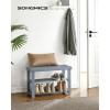 imageSONGMICS Shoe Rack Bench 3Tier Bamboo Shoe Storage Organizer Entryway Bench Holds Up to 286 lb 113 x 276 x 178 Inches for Entryway Bathroom Bedroom Brown ULBS04ZGrey