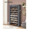 imageSONGMICS Shoe Rack with NonWoven Fabric Cover 9 Tier Storage Shelf for 4050 Pairs of Shoes Entryway Suitable for Sneakers High Heels Flats and Boots Grey RXJ36G01Grey