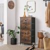 imageSONGMICS10 Drawers Wide Dresser 10 Drawers 10Drawer Dresser Storage Tower Metal Frame Wooden Top and Front Fabric Drawers 10 Drawers Brown and Black ULGS145B01Rustic Brown  Black