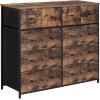imageSONGMICS10 Drawers Wide Dresser 10 Drawers 10Drawer Dresser Storage Tower Metal Frame Wooden Top and Front Fabric Drawers 10 Drawers Brown and Black ULGS145B01Rustic Brown  Black