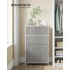 imageSONGMICS10 Drawers Wide Dresser 10 Drawers 10Drawer Dresser Storage Tower Metal Frame Wooden Top and Front Fabric Drawers 10 Drawers Brown and Black ULGS145B01Light Gray  White