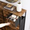 imageSONGMICS10 Drawers Wide Dresser 10 Drawers 10Drawer Dresser Storage Tower Metal Frame Wooden Top and Front Fabric Drawers 10 Drawers Brown and Black ULGS145B01Rustic Brown  Black