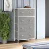 imageSONGMICS10 Drawers Wide Dresser 10 Drawers 10Drawer Dresser Storage Tower Metal Frame Wooden Top and Front Fabric Drawers 10 Drawers Brown and Black ULGS145B01Light Gray  White